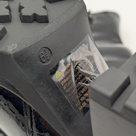 Top Woda West Lug Sole Platform Bootie Side Zip Women's Black Size US6.5 EU37 - Picture 7 of 13